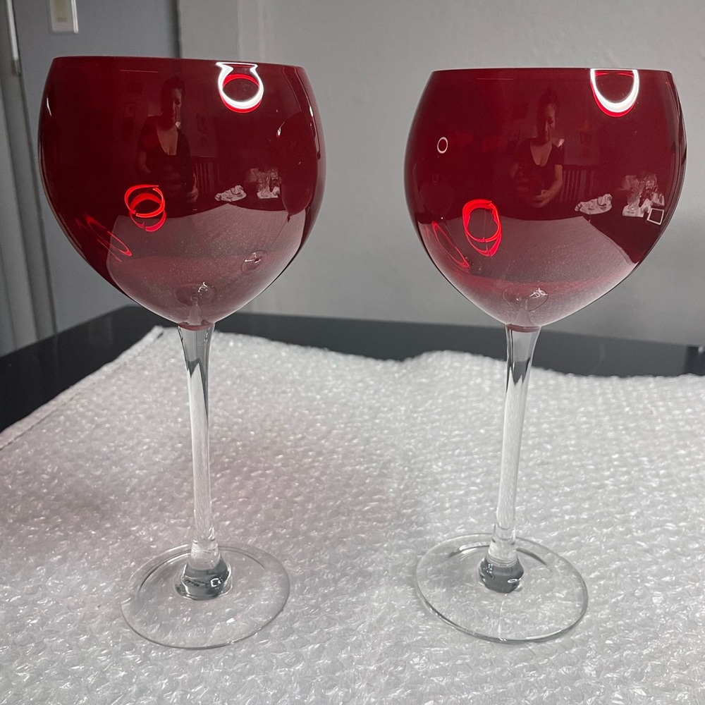 Lenox Holiday Gems Ruby wine glasses